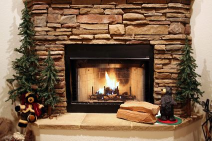 Stone fireplace by Nick's Construction and Masonry LLC